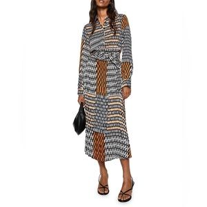 Mango Belted Geometric Print Midi Dress‎ Wedding Guest